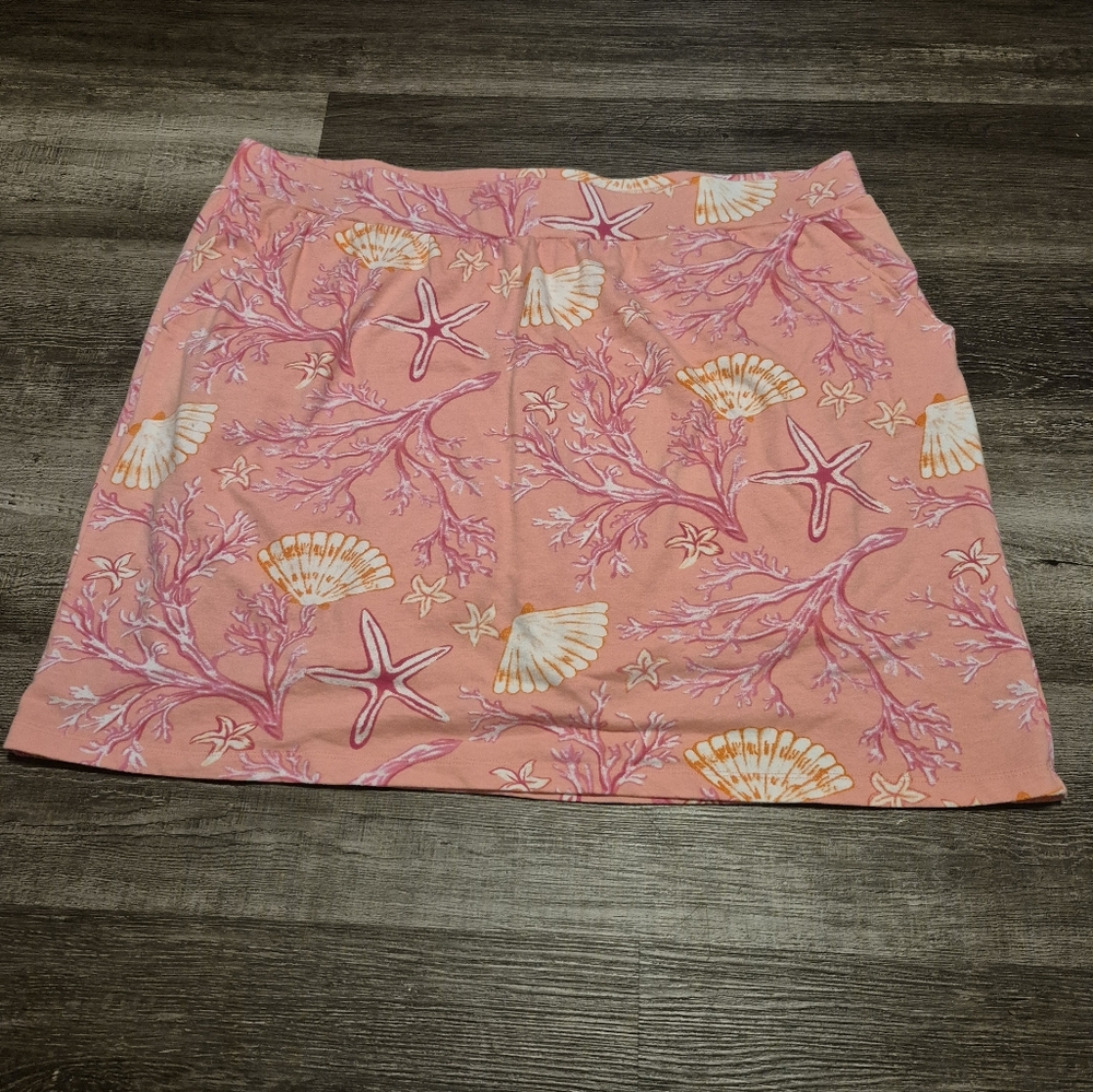 Quacker Factory Pink Starfish and Shells Skirt
